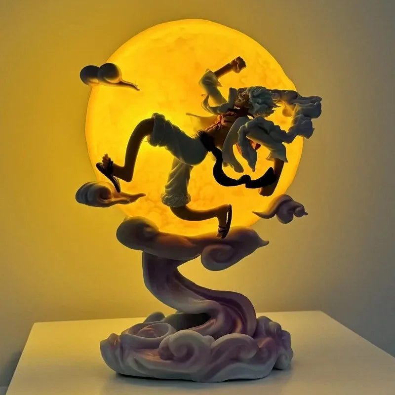 One Piece Anime Figures Nika Sun God 5 Gear Luffy Flying To The Moon Model GK Statue Glowing Trendy Collectible Ornament Gifts